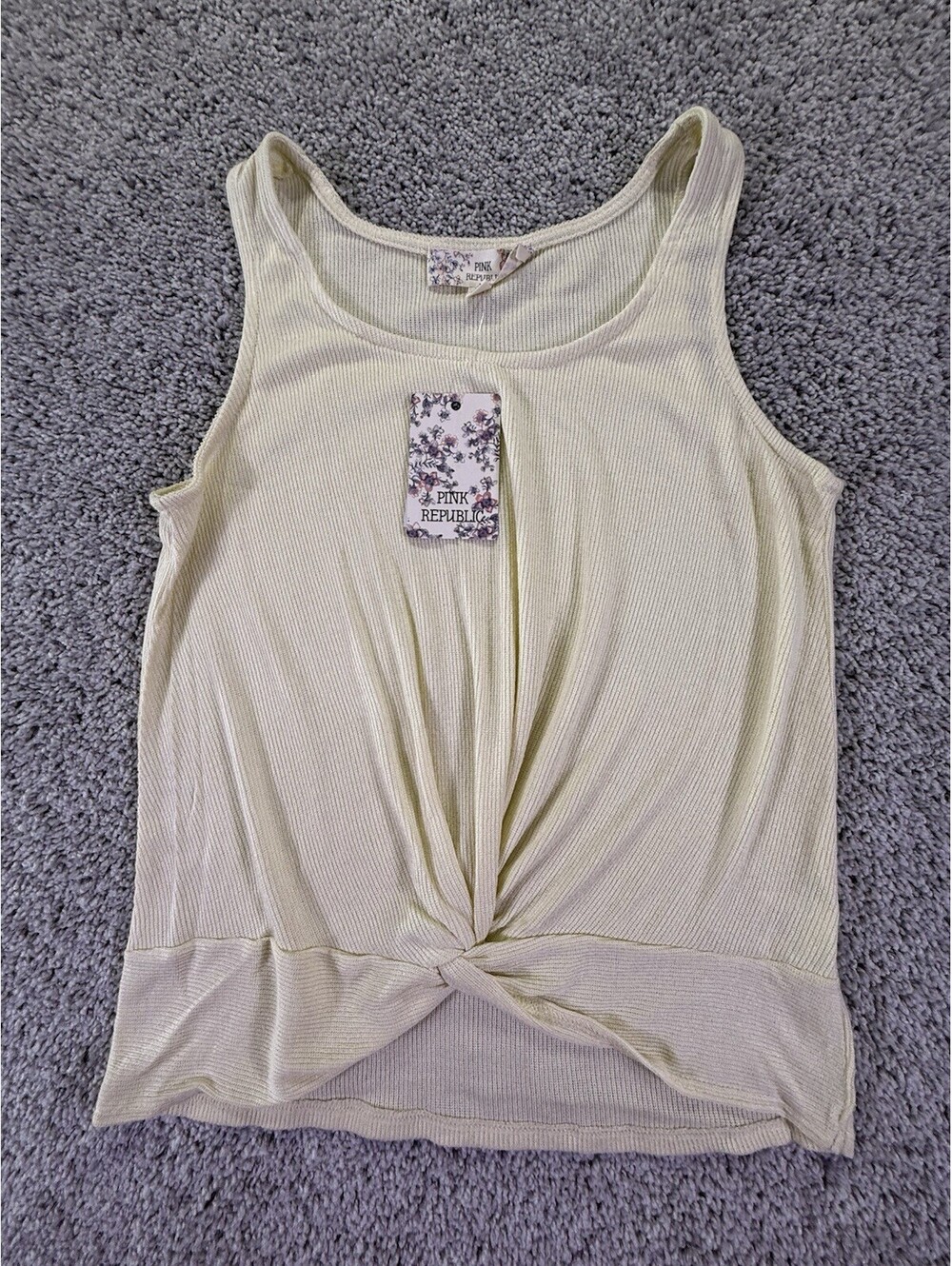 NWT Pink Republic Yellow Knit Tank Lemon Sherbet Size Small